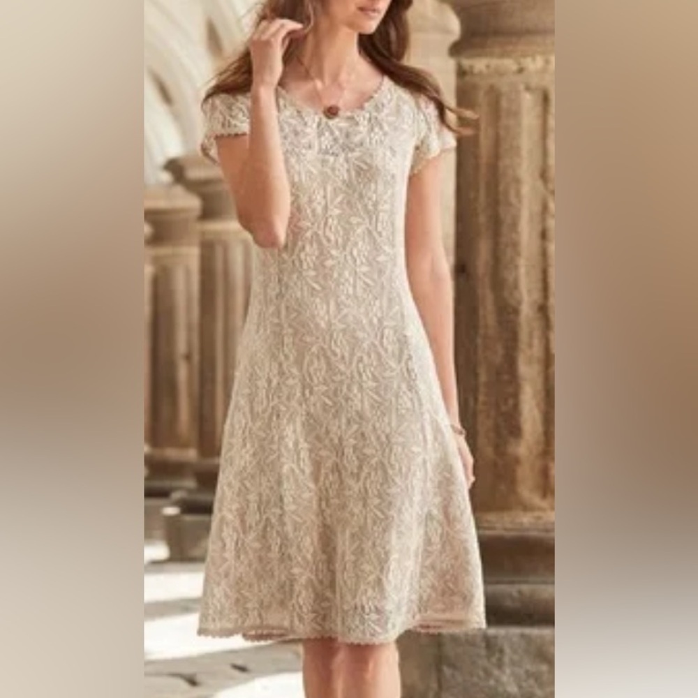 Sundance Cream Lace Mini Dress, neutral slip under topper.